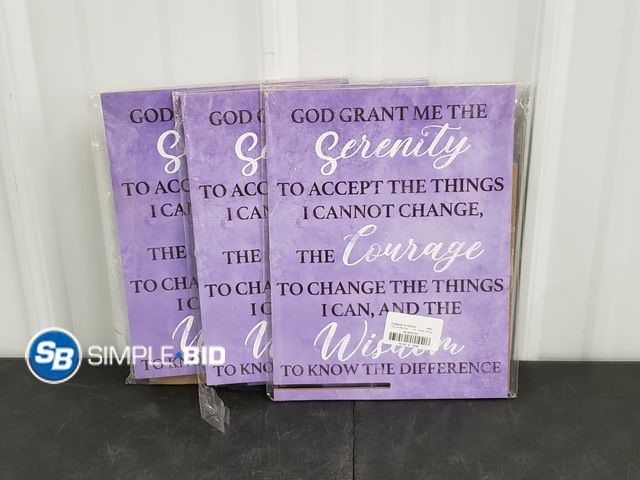 Lot 58-40622 - Lot of (3) New Wooden God Grant me the Serenity to accept the things I cannot change the Courage to ...