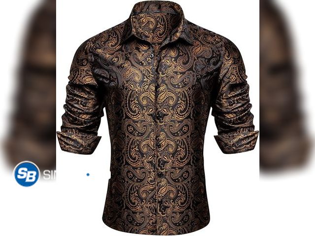 Lot 58-40520 - New Barry.Wang Mens Western Shirts Silk Paisley Long Sleeve Button Down Dress Shirt Designer Mexico ...