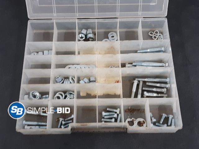 Lot 58-33691 - Plastic Organizer Container with Misc Nuts, Bolts and Washers