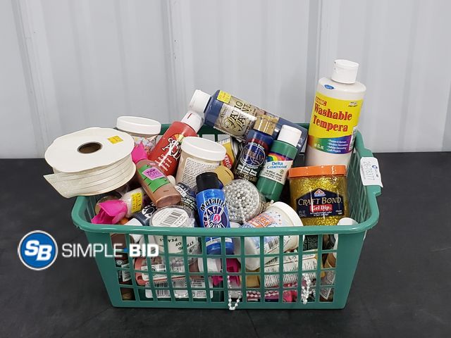 Lot 58-78377 - Lot of Art and Craft Supplies including Paint, Ribbon, and much more - used but in good condition