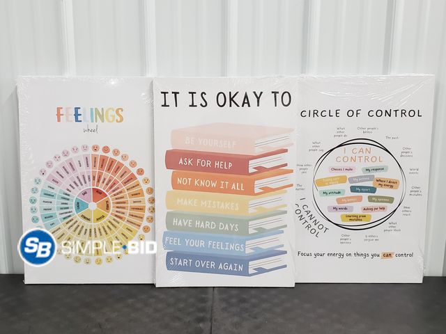 Lot 58-80974 - Set of (3) Classroom Canvas's -- Circle of Control... I can Control -- It's Okay to...Ask for help.....