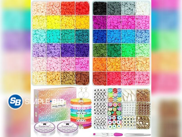 Lot 58-40490 - New Bracelet Making Kit - Clay Beads, 48 Colors in 3 Boxes, Friendship Bracelet Kit with Elastic Str...