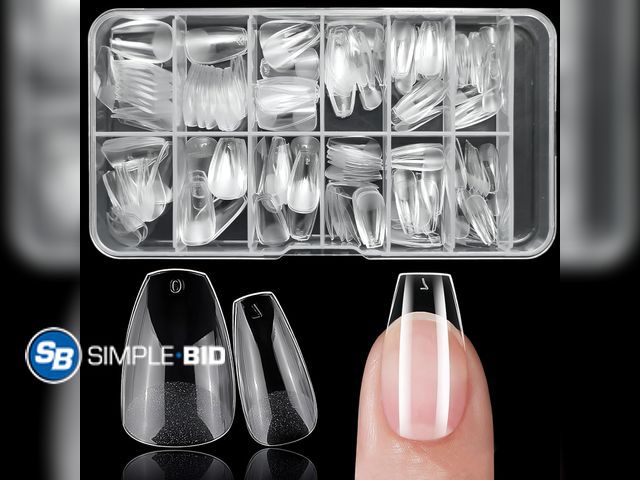 Lot 58-66731 - New 5000pc Coffin Gel Nail Tips Short Fake Nails for Press on Nails Clear Acrylic Nails Tips, 12 Siz...
