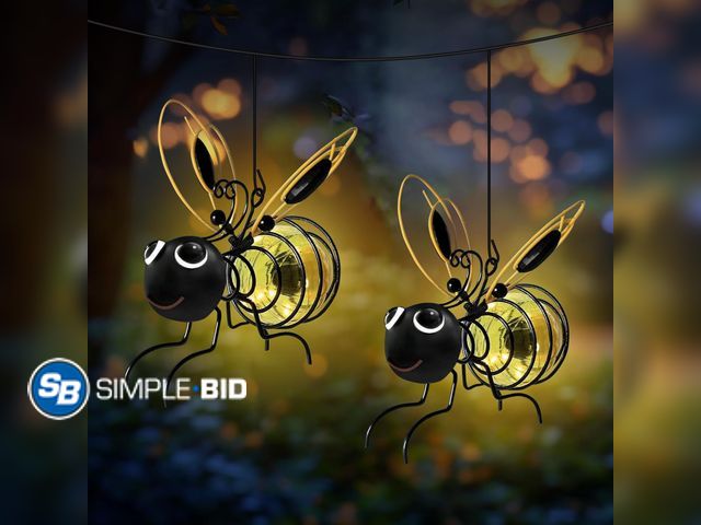 Lot 58-41337 - New 2 Pack Solar Lanterns, Bee Solar Garden Lights Outdoor Waterproof Hanging Lantern for Garden Pat...