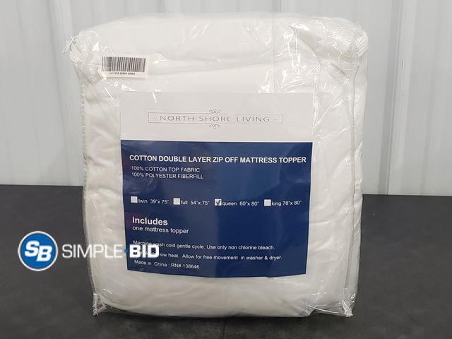 Lot 58-68540 - North Shore Living - Cotton Double Layer Zip Off mattress Topper - Queen