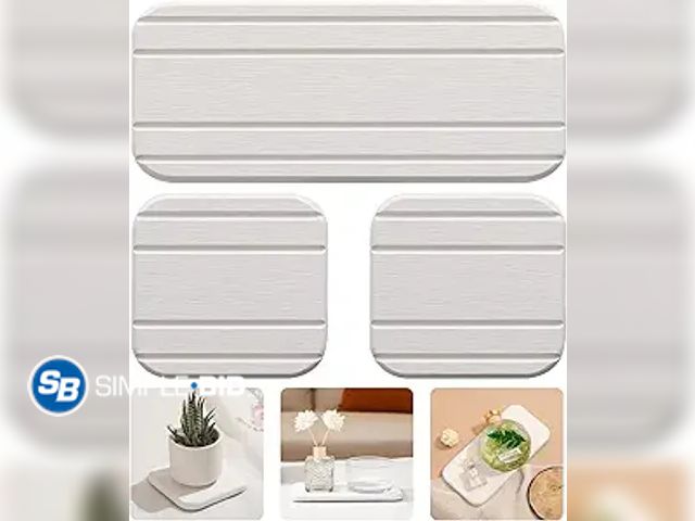 Lot 58-17626 - 3PCS Water Absorbing Diatomaceous Earth Tray for Sink, Fast Drying Soap &amp; Toothbrush Holders for...