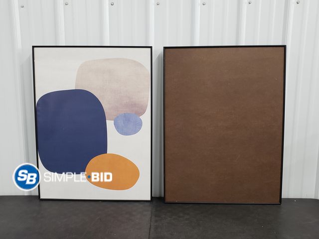 Lot 58-59519 - Lot of (2) 24"x32" Black Frames , (1)  Canvas Art, (1) Brown