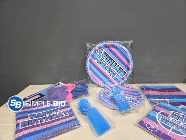 Lot 58-50739 - New Video Game Birthday Party Supplies - Game Party Decorations Banner and Hanging Swirl for Girls P...