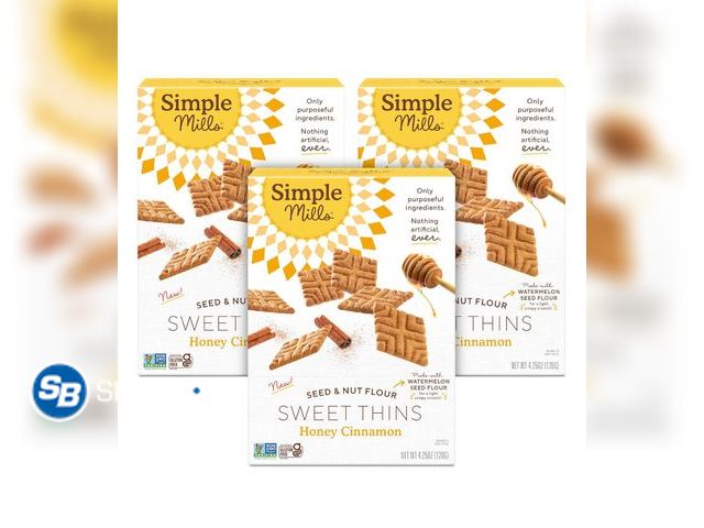 Lot 58-71870 - Lot of (3) Simple Mills Honey Cinnamon Seed &amp; Nut Flour Sweet Thins, Paleo Friendly &amp; Delici...