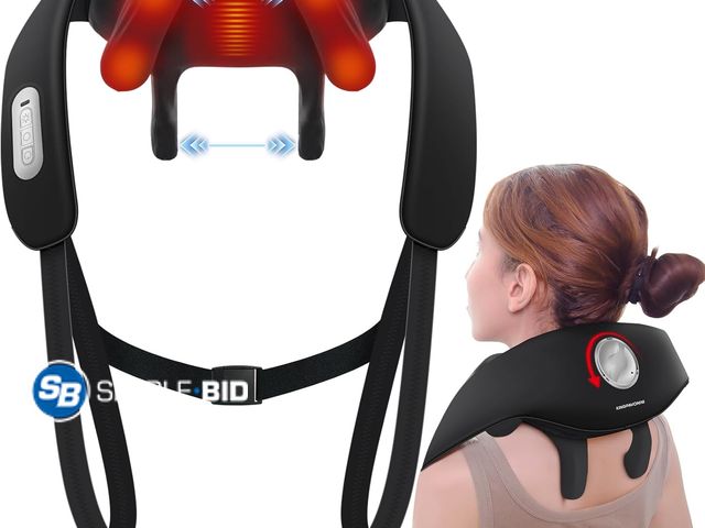 Lot 58-40356 - New KingPavonini Width Adjustable Neck Massager with 5 Heat Zone, Wireless 6D Shiatsu Shoulder Massa...