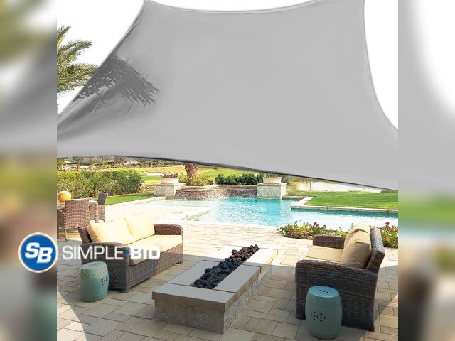 Lot 58-27411 - Y2Konexi 12’ x 12’ Gray Square Shade Sail, Waterproof and 95% UV Block - appears unused