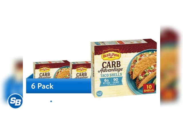 Lot 58-71961 - Lot of (6) Old El Paso Carb Advantage Crunchy Taco Shells, 6g Net Carbs, 90 Calories, 10 Count, 4.6 ...