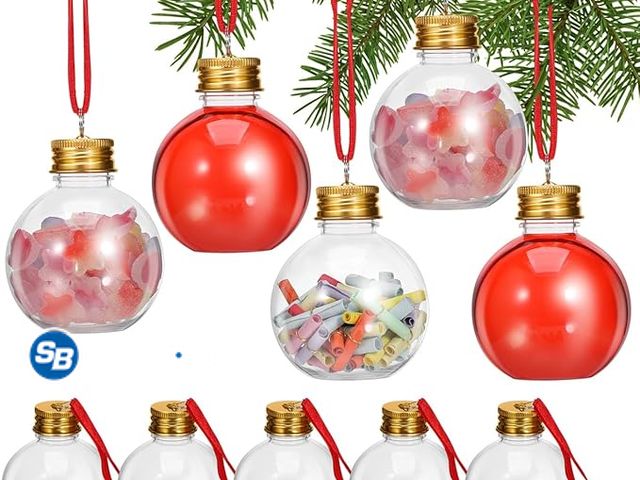 Lot 58-72033 - New Christmas Tree Ornaments Drink Balls, 10Pcs Clear Fillable Mini Booze Balls Plastic Glasses Bulb...