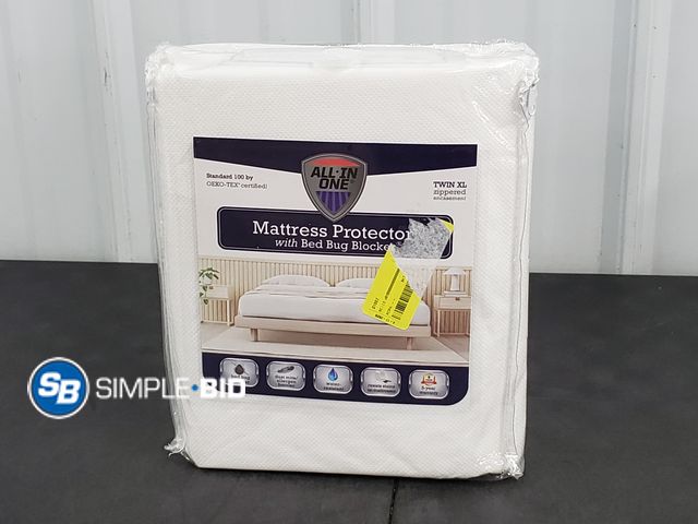 Lot 58-72273 - All In One Mattress Protector with Bed Bug Blocker - Twin XL Zippered Encasement - Appears Unused