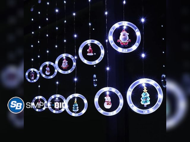 Lot 58-37173 - Window Lights Christmas Decor Ring Lights with Ornament LED Curtain Lights Indoor Outdoor USB 9.8ft ...