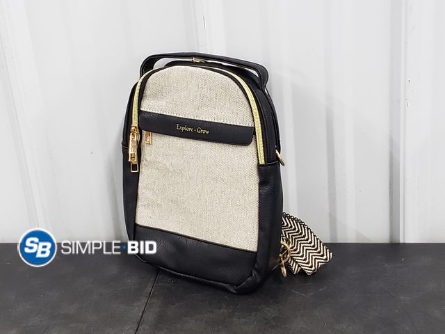 Lot 58-83200 - New Sling Bag for Women - Canvas Crossbody Bag, 7 Pockets, Black | Smart Organization, Hidden Back P...