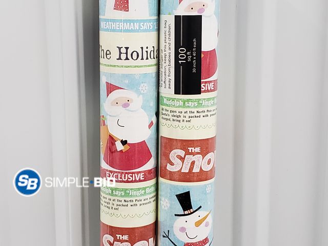 Lot 58-40578 - Lot of (2) Rolls of Holiday Wrapping Paper - 100sq ft - 30" x 40ft Each