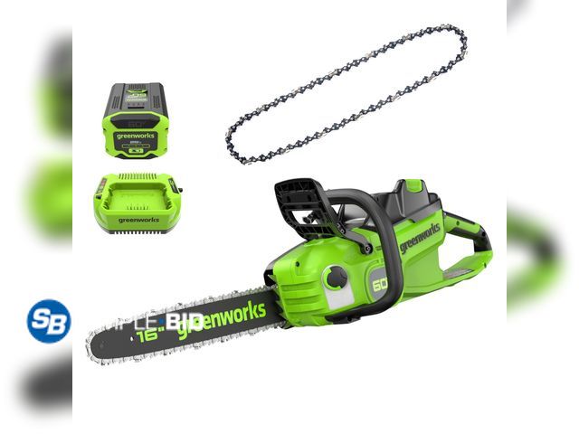Lot 58-28542 - Greenworks 60V 16" 1.5kW Brushless Chainsaw with 2.5 Ah Battery &amp; 3 Amp Charger + Bonus Chain - ...