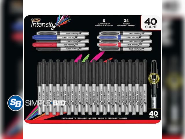Lot 58-67561 - New BIC Intensity Permanent Marker, Ultra Fine and Fine Tip, Assorted Colors, 40 ct