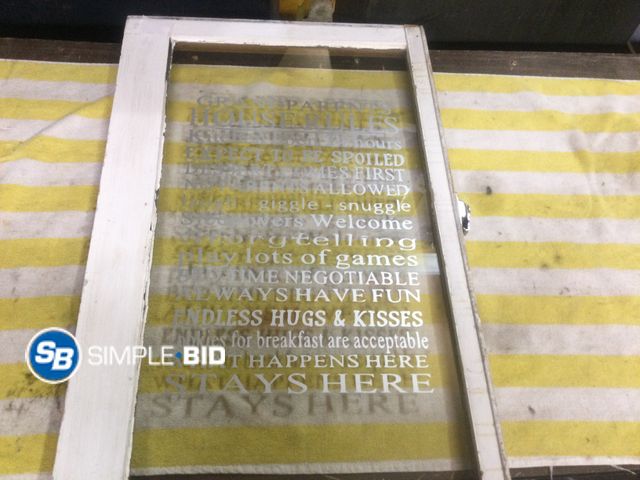 Lot 58-37971 - Sign Vintage Window with Grandparents House Rules