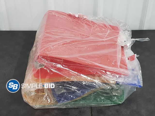 Lot 58-51720 - Lot of (4) Jam Paper Plastic 3" Binders Red, Blue, Orange and Green
