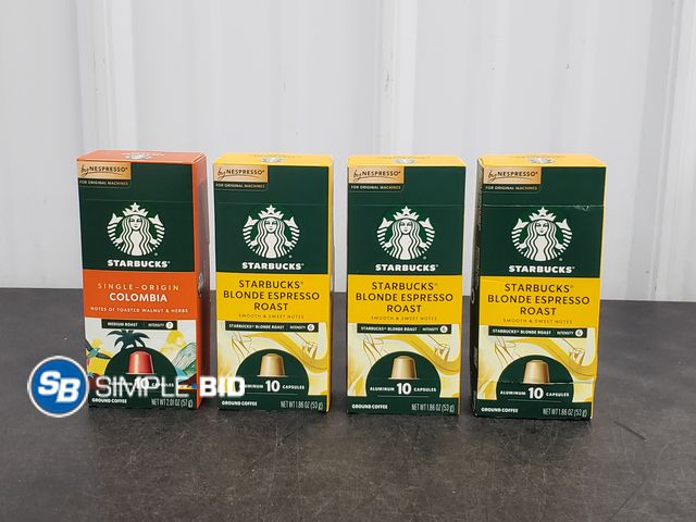 Lot 58-73976 - Lot of (4) New STARBUCKS! (3) Starbucks Blonde Espresso Roast (1) Colombia - 40 capsules