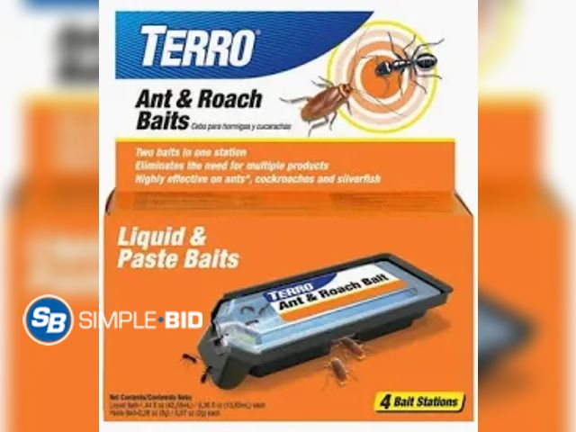 Lot 58-64627 - Terro Ant &amp; Roach Baits, Liquid and Paste Solution-4 Bait Stations