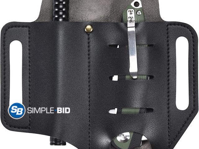 Lot 58-26383 - New ACOWAY EDC Belt Organizer - Durable Faux Leather Multitool Sheath - Survival Gear Kit with Knife...