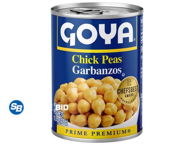 Lot 58-66917 - Lot of (8) GOYA Chick Peas -- Garbanzos 15.5 oz each - unopened