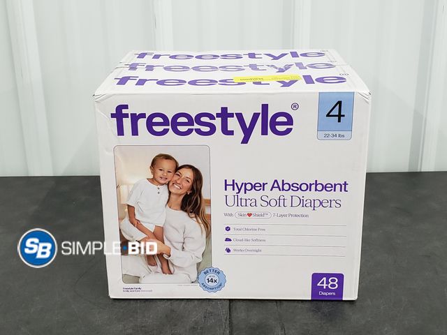 Lot 58-34010 - DIAPERS! New Freestle ultra soft diapers - SIZE 4 22-34LBS - 48 diapers
