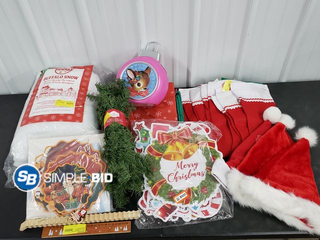 Lot 58-40084 - CHRISTMAS! Lot of Christmas and Holiday items and Decor including Garland, Snow, and so much more - ...