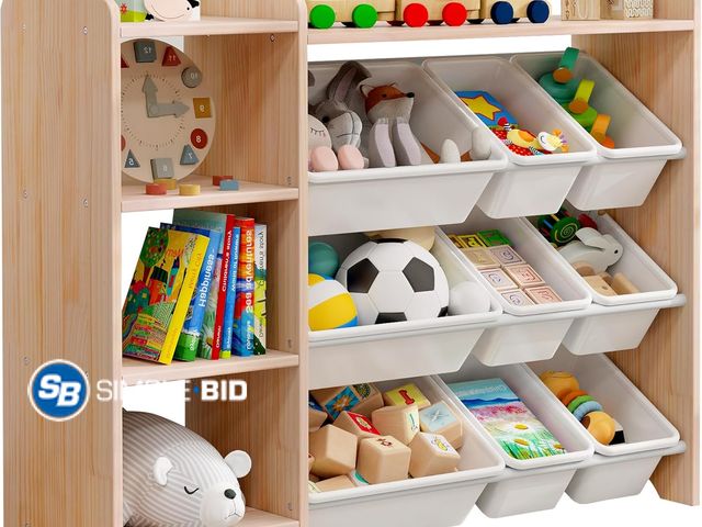 Lot 58-32752 - MallBest 4-Tier Kids' Toy Storage Organizer Shelf 100% Solid Wood Varnish-Single Color