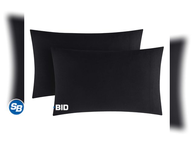 Lot 58-28201 - New Mainstays Adult Cotton Rich Jersey Pillowcase Set, Standard Queen, Rich Black, 2 Pieces
