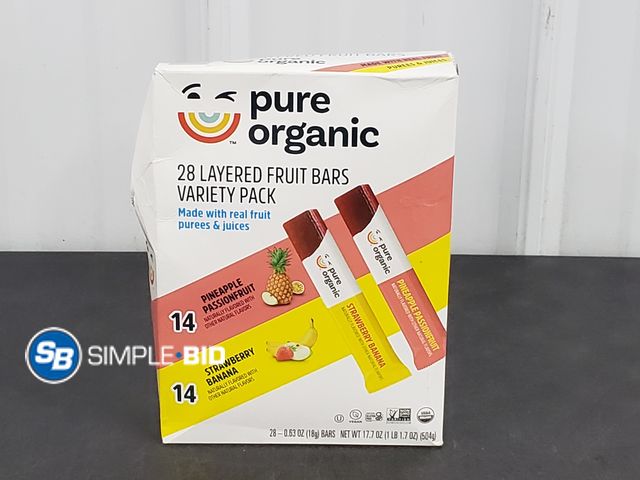 Lot 58-67866 - Pure Organic Layered Fruit Bars Variety Pack, 28 pk. - BB 7/2026
