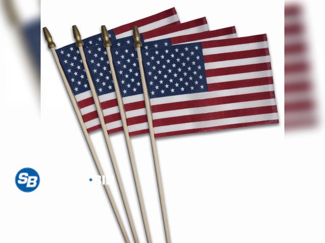 Lot 58-32238 - New American Polycotton Stick Flag, 4" x 6" by Betsy Flags, 4-Pack
