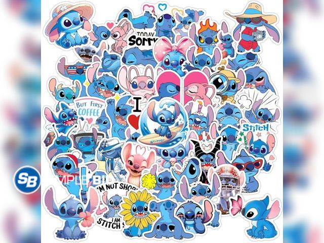 Lot 58-75944 - New 50Pcs Cute Stitch Stickers Pack,Cartoon Vinyl Waterproof Stitch Stickers for Water Bottles, Lapt...