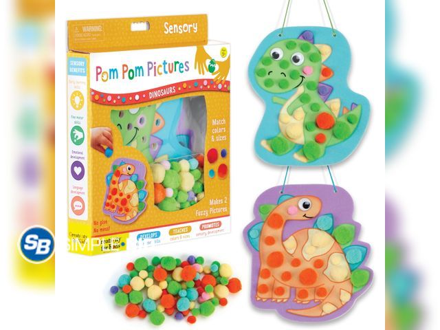 Lot 58-51473 - New Creativity for Kids Pom Pom Pictures Dinosaurs - Sensory Craft Kit for Boys and Girls Ages 3+
