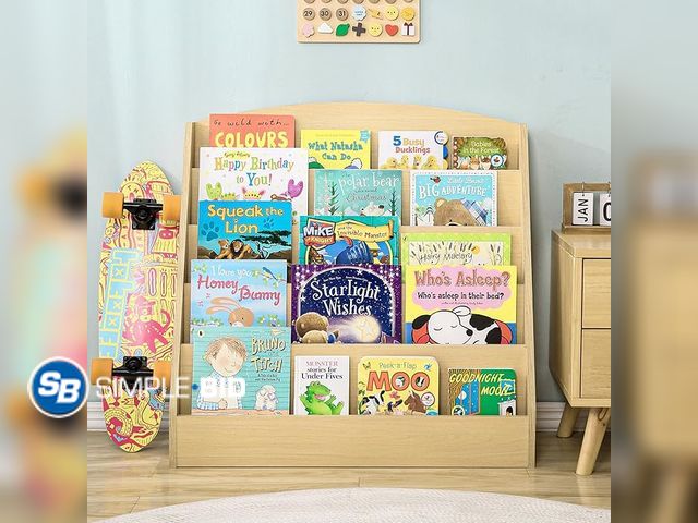 Lot 58-27169 - 5-Tier Kids Bookshelf - Toddler Book Display Shelves for Classrooms, Playrooms, and Nursery - Wooden...
