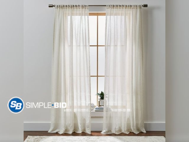Lot 58-21831 - Lot of (2) New Better Homes &amp; Gardens Specialty Stitch Single Curtain Panel, Vanilla Dream, 50" ...
