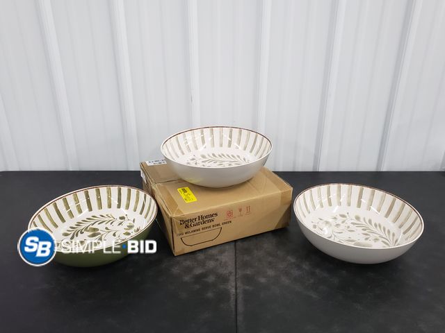 Lot 58-41349 - Lot of (3) New Better Homes and Gardens 12" Bamboo Melamine Serving Bowls
