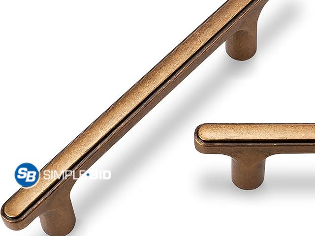 Lot 58-33787 - New 10 Pack 3-3/4 inch(96mm) Antique Brass Kitchen Cabinet Handles Cabinet Pulls Vintage Drawer Pull...