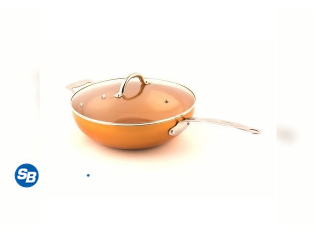 Lot 58-34669 - MASTERPAN Ceramic Nonstick Copper Color Wok Glass Lid, 12" (30cm) - appears unused