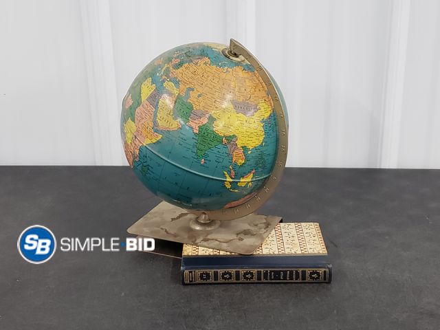 Lot 58-36587 - Vintage Metal Globe with Book Holder/Book