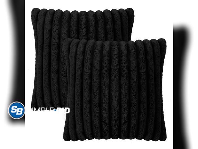 Lot 58-35368 - Lot of (14) New L&amp;M Plush Throw Pillow Covers 20×20,Fluffy Striped Decorative - set of 2 in each...