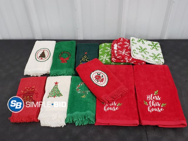 Lot 58-84417 - Lot of (12) Christmas Themed Decorative Hand Towels