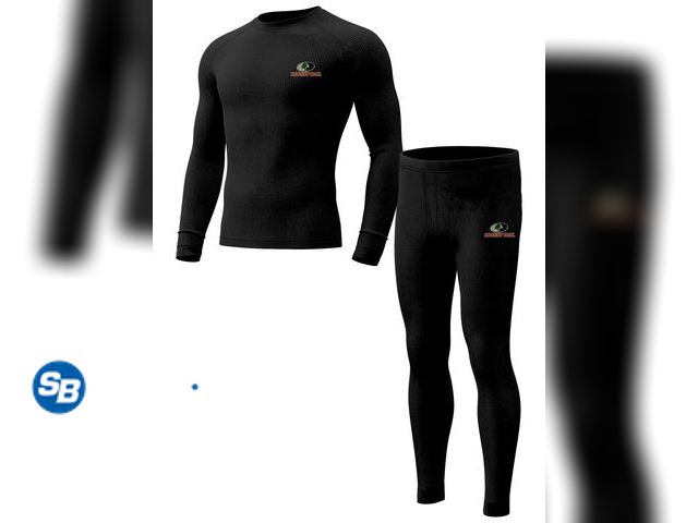 Lot 58-67628 - New Mossy Oak Mens Thermal Underwear Set Insulated Shirt &amp; Long Johns, Black XL