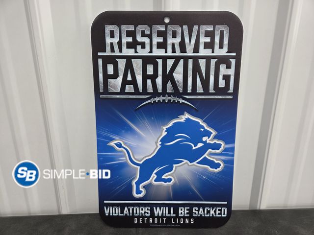 Lot 58-51038 - DETROIT LIONS! New plastic Reserved Parking - Violators will be sacked -- Detroit lions - approx. 16...
