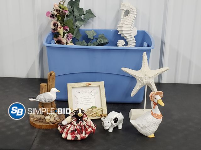 Lot 58-78379 - Tote Full of Ceramic Figurines, Decor and much more