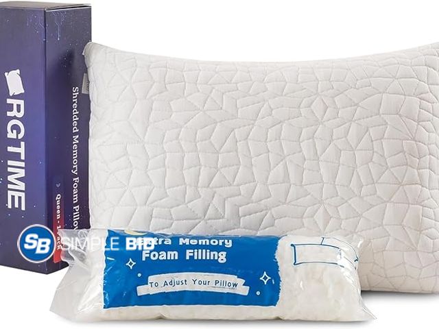 Lot 58-28480 - New Shredded Memory Foam Pillow, Standard (1-Pack), Adjustable Bed Pillow for Side Back Stomach Slee...