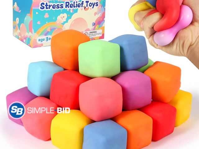 Lot 58-74257 - New 24 Pack Slow Rising Stress Cube , Dough Stress Balls Soft Fidget Squishy Toys for Anxiety Relief...